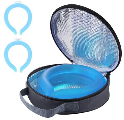 2Pcs. Neck Cooler Ice Ring with Insulated Bag. Wearable Body Cooling Tube for Hot Weather in Summer, Gel Ice Collar for Outdoor Workers, Sports. Reusable Cool Wraps. (Blue*2)