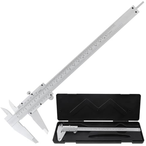 Smgda Vernier Caliper, 0-200mm 0-8 Carbon Steel Calipers Measuring Tool Accuracy 0.02mm Micrometer for DIY/Household/Industrial Use with Storage Case, Metric & Imperial Double Scales (Silver, 200mm)
