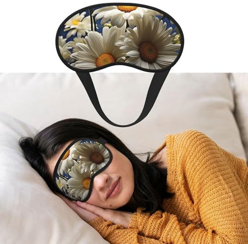 Augenmaske zum Schlafen, atmungsaktiv, lichtblockierend, Schlafmaske, Blumenmuster, Gänseblümchen, Nacht, Augenbinde, weich, bequem, Nacht-Augenschutz, für Damen und Herren, Augenabdeckung für