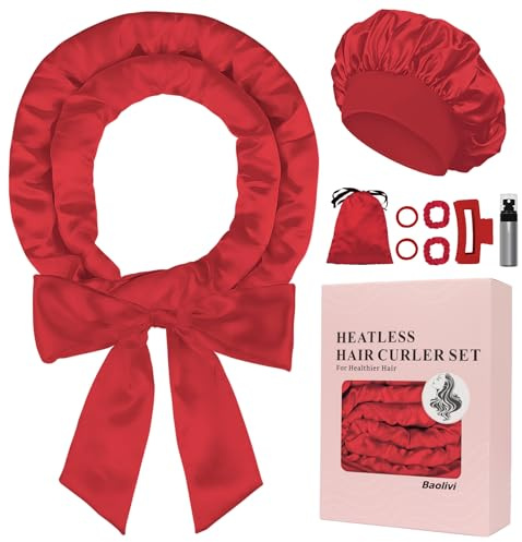 Baolivi Satin Heatless Hair Curlers No Heat, 70 Heatless Curls Curlers Headband Overnight No Heat Hair Curler Rollers to Sleep In, 9 Pcs Satin Heatless Curling Set for Women Long Hair Volume