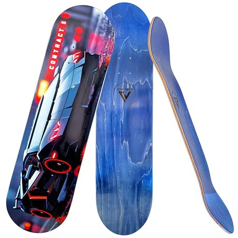Contract 5 Skateboard Deck Black-Knight - Größen 7.25|7.5|7.75|8.0|8.25 - 7-lagiges Ahornholz Deck - Medium Concave Standard Popsicle Shape - für Anfänger, Profis, Mädchen & Jungs (7.75)