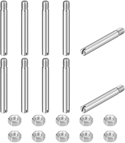 uxcell 10Pcs Slotted Cylindrical Pin, M5 x 40mm 304 Stainless Steel Dowel External Thread Locating Pin Slotted Screw with Nut for Cabinet Furniture Installation (GB878)