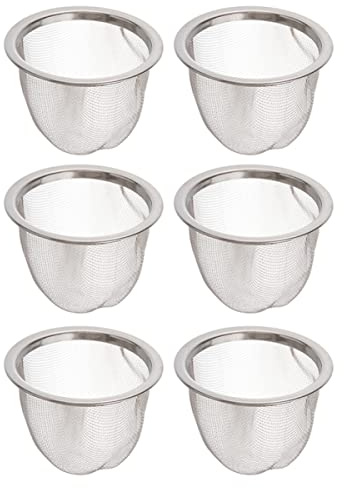 Acier Inoxydable Filtre à Thé 6 Pièces pour Théière | Maille Argentée, Résistant à Rouille et Peu Déformable, Lot de 6 Accessoires