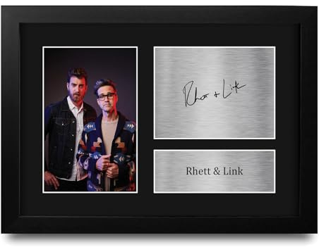 HWC Trading Good Mythical Morning Rhett & Link Regalos impresos con imagen firmada y autógrafa de un programa de YouTube para fans - A4 Enmarcado