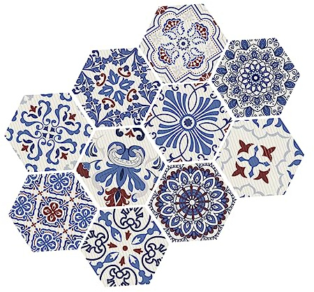 FUTUREORYY 10piezas Pegatinas Antideslizantes para Suelo De Baño y Cocina Adhesivo para Azulejos Hexagonales Adhesivo para Suelo y Pared De Baño