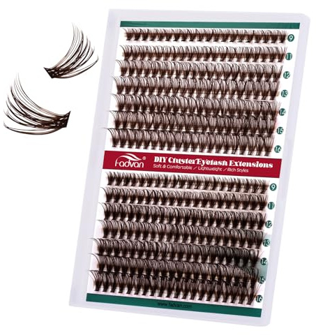 FADVAN Extensión de Pestañas 280Pcs Individuo Cluster 30P+40P 0.07C Curl Mix 9-16mm Pestañas Marrón Oscuro Extensión Pestañas en Racimo DIY
