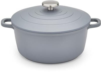 Morphy Richards Cast Aluminium Casserole, 24cm/4.1L, Non Stick Coating, Lightweight Design, Oven Safe, Self-Basting, Suitable for all Hobs, Grey, 851253