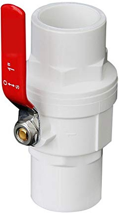 Vanne à bille en PVC, raccord de vanne 1 vanne à bille en PVC, diamètre intérieur 20/25/32/40/50/63/75 mm, d'arrêt d'eau avec régulateur de débit et poignée antidérapante acier rouge(40 mm)