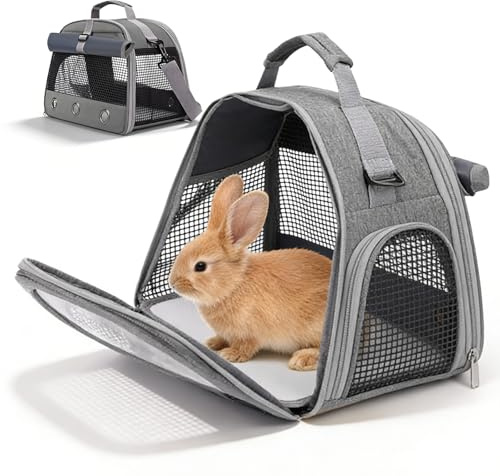 Transportlåda för små djur, 35 × 23 × 25 cm vikbar andningsaktiv transportväska, husdjurs-bärväska med sidoöppning bärkassar för katt hund kanin hamster