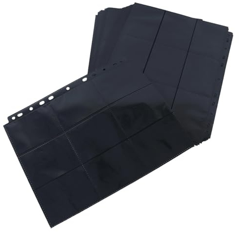 Gurtt Bustine porta-carte da collezione con 540 tasche, 30 pagine, doppia faccia, vuote, accessori per carte da collezione nere per una varietà di raccoglitori ad anelli