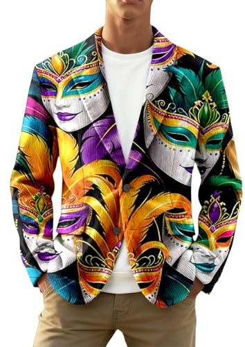 Blazer Uomo Casual Giacca in Corduroy con Paillettes Print per Uomo Stile Casual per Occasioni Formali e Eleganti