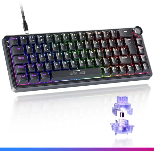 Oniverse Clavier Gamer magnétique Filaire 8000 Hz, Compact 65% Azerty - Maegnus - Rapid Trigger, Hall Effect, Anti-Ghosting, LED RVB, pour PC/Mac/PS5 - Nocta Black