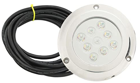 Cryfokt Marine-Unterwasser-LED-Licht, Edelstahl 316, IP68, 9 LED-Chips, Geringer Stromverbrauch, Hohe Helligkeit, mit Dimmbarer Farbwechsel-RF-Fernbedienung, für Boote, Yachten, Pools, (RGB)