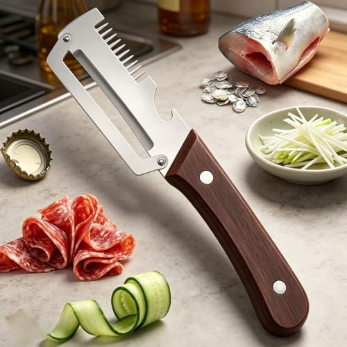 Julienne Peeler, 2 in 1 Pelapatate Multifunzionale per Cucina, Pelatore Multifunzione Dentellato, Taglia Verdure Julienne (1pc)