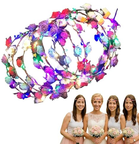 Lysande Blomsterkrona Upplyst Huvudbandskrans | Modern Blomsterkrans Med 10 Stycken Till Födelsedagar Rollspel Halloween Bröllop