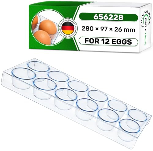 Hueveras para Frigorifico 12 Huevos 280 x 97 x 26 mm con Código Original 00656228 656228 para Bosch para Balay para Constructa para Siemens para Neff - MADE IN GERMANY - Garantía de 5 Años - ONIX TECH