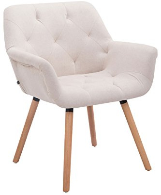 CLP Sedia Attesa Cassidy In Tessuto I Sedia Soggiorno 4 Gambe In Legno I Poltroncina Imbottita Per Conferenze, Colore:beige, Colore del telaio:natura