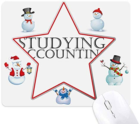 Mauspad mit kurzem Spruch zum Lernen von Buchhaltung Weihnachten Schneemann Familie Stern