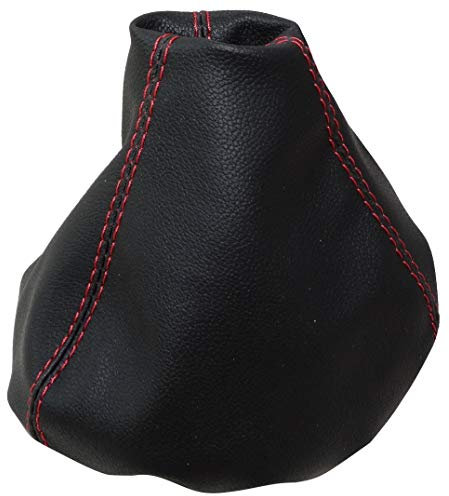 AERZETIX - Cuffia Soffietto - per Leva del Cambio - in Similpelle - pelle Nero con Cuciture Rosso