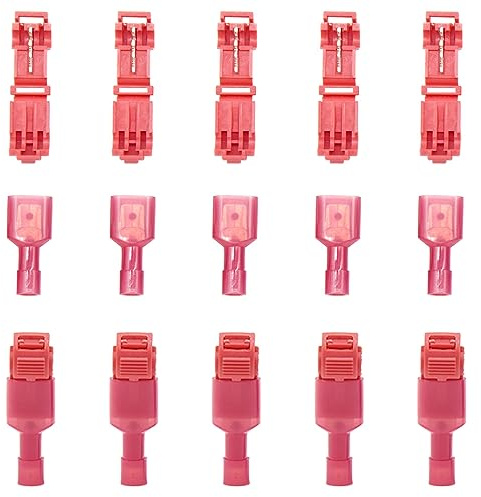 Yosawo 60 Pieces T-Tap Wire Connectors, Self-Stripping Quick Splice Wire Terminals and Fully Insulated Male Spade Terminals Connectors Kit (GXH)