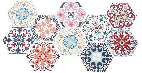 Yosoo Set di Adesivi per Pavimento in Piastrelle da 10 Pezzi, Set di Adesivi Decorativi esagonali Impermeabili Antiscivolo Impermeabili per Piastrelle di Simulazione