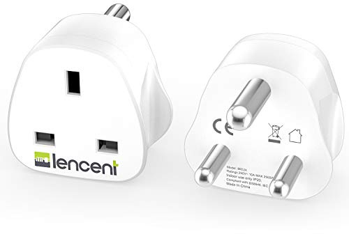 LENCENT 2 Pack South Africa Plug Adapter, Type M Grounded Travel Adaptor