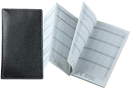 DELMON VARONE - Personalisierbarer Faltkalender 2026 + 2027 DIN A6 Soft Grain Leder schwarz - Organizer Terminplaner (1 Monat 2 Seiten) in Lederhülle - Termin Kalender Monatsübersicht & Adressenheft