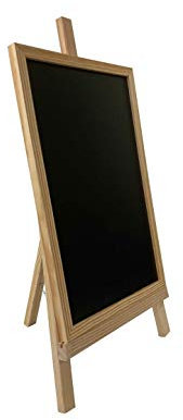 Cavalletto treppiede in legno con ardesia modanatura grezza quadrata di dimensioni 64 x 44 cm