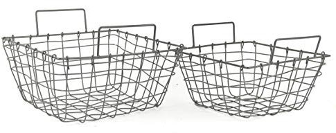 Metall Korb 2er Set quadratisch aus Draht im Vintage Chic – vielseitig verwendbar für Küche, Garten oder als Deko - Korb