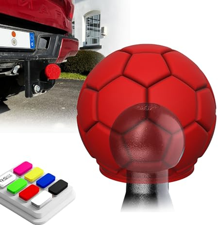 R-Satz Shop Anhängerkupplung Kappe Fußball Abdeckung Lustig - Auswahl aus 7 Farben - AHK Kugelschutz Schutzkappe (Rot)