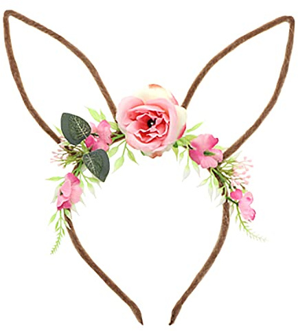 Krause & Sohn Hasen-Ohren Haarreif mit Blumen Ostern Kostüm-Zubehör Fasching Karneval Osterhase