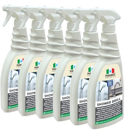 MARBEC SHOWER BRILL 750MLX6PZ Detergente protettivo anticalcare brillantante per sanitari, box doccia e ceramiche
