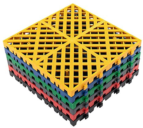 DOCIM Lot de 60 dalles de sol emboîtables de 40,6 x 40,6 x 3 cm, tapis de drainage antidérapants pour sol de garage, lave-auto, plancher de terrasse, bleu
