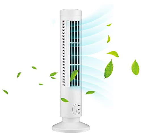 PW TOOLS Petit Ventilateur Tour 33 cm, Table Bureau avec 2 Vitesses, Ventilateur Tour Vertical Rechargeable USB Portable, Ventilateur sans Lame pour Chambre à Coucher