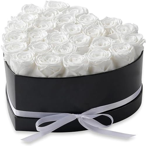 EntsOL Ewige Blume Herz umarmt Eimer Gedenktag Valentinstag Muttertag Geschenk Hochzeit,Weiß,27