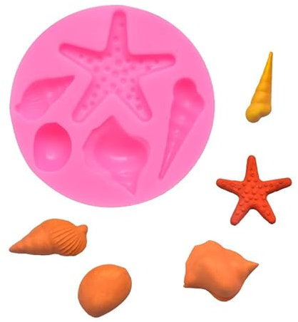 VeEthi Moldes Tartas Silicona 5 Piezas De Molde De Silicona Líquida Para Hornear Pastel De Chocolate Redondo Redondo De Caracol De Concha De Estrella De Mar Pequeña