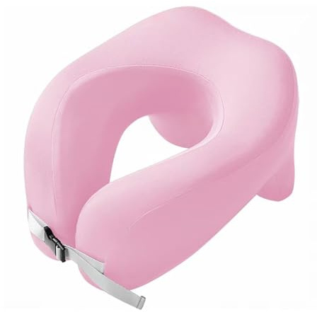 KOPWVA Nackenkissen Flugzeug Memory Foam - Multifunktionales Reisekissen für Reisen mit Flugzeug, Auto, Zug, Ergonomisches Design für Bequeme Kinn- und Gesichtsstütze im Büro (Hellrosa)