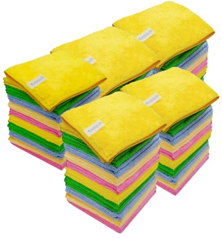 Premier Bond Distribution Microfibre Cleaning Cloths, Pack of 50, 40cm x 40cm Extra-Large Bundle, All-Purpose Cleaning Towels, Size 15.7 x 15.7 in
