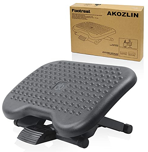 AKOZLIN Ergonomischer Fußhocker Untertisch mit 3 verstellbaren Höhen | Rutschfeste Massageoberfläche, Neigt sich um 0-30°, Fußstütze Schreibtisch, Fußbank