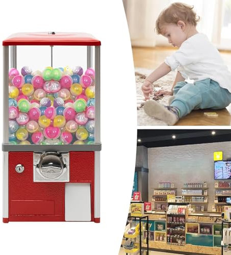 JJENXYYDS Petit Distributeur Automatique, Machine à Bonbons Vintage Gumball, Capsules Rondes Gumballs balles rebondissantes, Machine Gashapon pour Les magasins de Jeux,Red