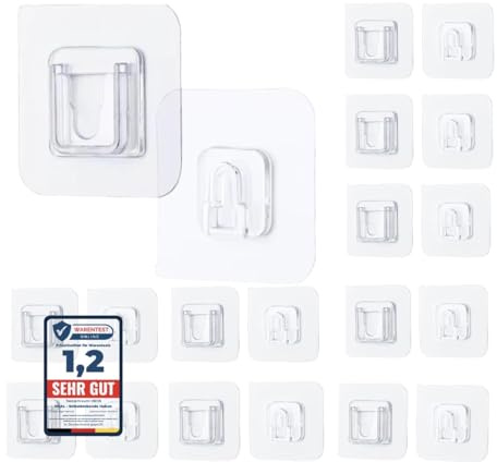 Daal® 10 Sätze Selbstklebende Haken Transparente Wandhaken ohne Bohren Starke Klebehaken Küche Bad Unsichtbare Kunststoffhaken Wiederverwendbar Doppelseitig glatte Oberflächen Max 10kg (10 Stück)