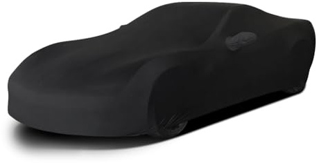 BHIEE Bilskydd inomhus stretch tyg sportbil bilpresenning dammskydd elastiskt skydd bil för bilgarage inomhus, underjordisk parkering, bilutställning, passar upp till 4,2 m–4,6 m, svart