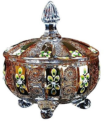 OXOAMP Tazón de Frutas Cesta de Frutas, Centro de Mesa, frutero con Tapa, suntuoso Cristal de Cristal, Fruta Seca, Aperitivo, Plato de Fruta, Oficina en casa Verduras