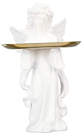 Aladeno Baby-Engel-Statue, Tablett-Design, 30 cm hoch, Bezaubernde Engel-Skulptur für den Innenbereich, Heimdekoration, handgeschnitzt, detailreiche Cherub-Figur aus Kunstharz für