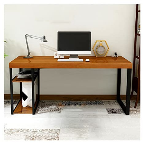 YHKJLYH Computertisch aus massivem Altholz für das Homeoffice, Gaming-Schreibtisch mit Metallbeinen, robuster Konferenztisch mit zweilagiger Trennwand