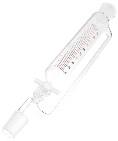 GLEAVI Embudo de Separación de Vidrio Cilíndrico Válvula de Teflón para Destilación Controlada de Presión, Resistente Corrosión Química, Uso en Laboratorio por Estudiantes