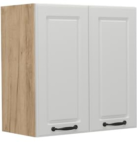 Vicco Hängeschrank R-Line, Weiß Landhaus, 60 cm | MDF-Front · 1 Einlegeboden · Tiefe – 31 cm · Metallgriffe · ✓ Praktischer Stauraum