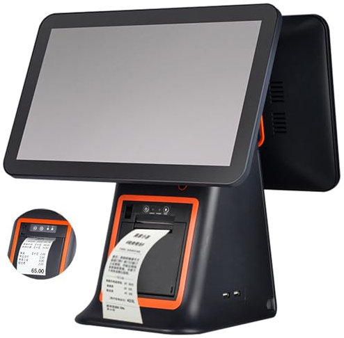 guoyjmm Moniteur à écran Tactile LCD 15 Pouces, Double écran, Moniteur de Caisse Enregistreuse POS écran Tactile 1366 × 768 Moniteur de Caisse Enregistreuse pour Restaurant Bar Café Magasin,Black