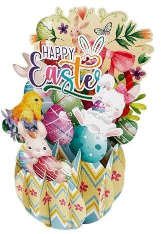 3D Easter Pop -up -Karten, Bunny Osterkarte, Frühlingsurlaubsgrußumschlag, Mit Erstklassiger Qualität Und Wunderschön Gefertigter, Lustiger Und Tragbarer, 19.5x11.2x14cm, Für Kinder, Erwachsene