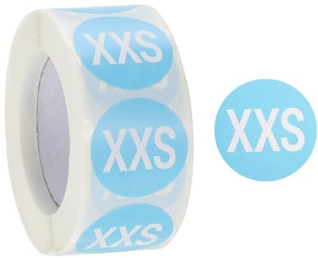 PATIKIL 500 Stück Runde Kleidungsgrößen Aufkleber Etiketten, 2.5 cm Selbstklebend Klebeetiketten Aufkleber für Hemd Rock Kleidung Einzelhandel (Himmelblau, XXS Größe）